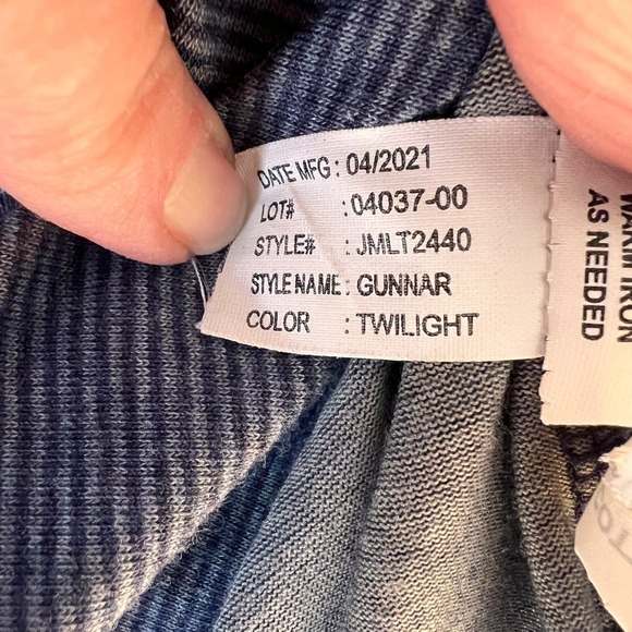 johnnie-O Gunnar Long Sleeve Striped Hoodie Shirt Men's M Twilight Blue - Picture 7 of 8